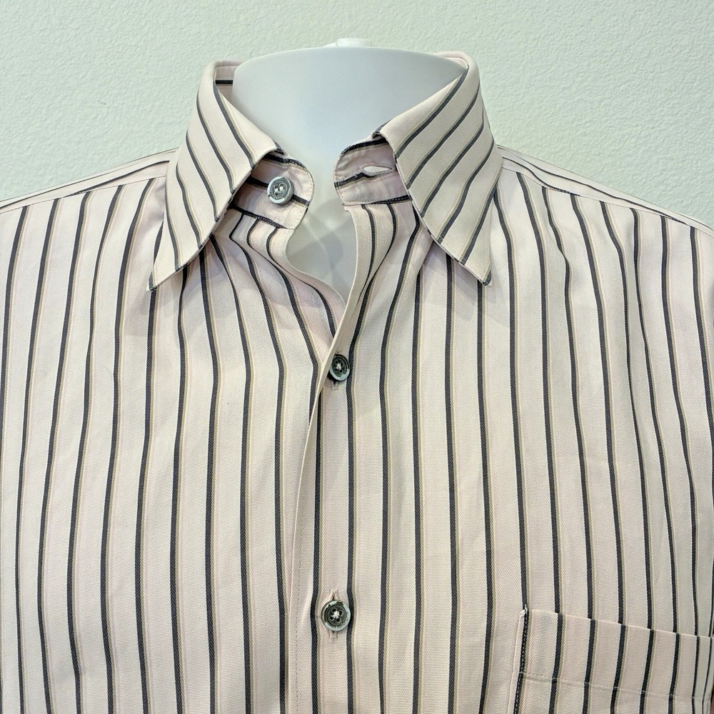 Ermenegildo Zegna Button Up Shirt Sz XL  Pink Stripe Quiet Luxury Business Italy